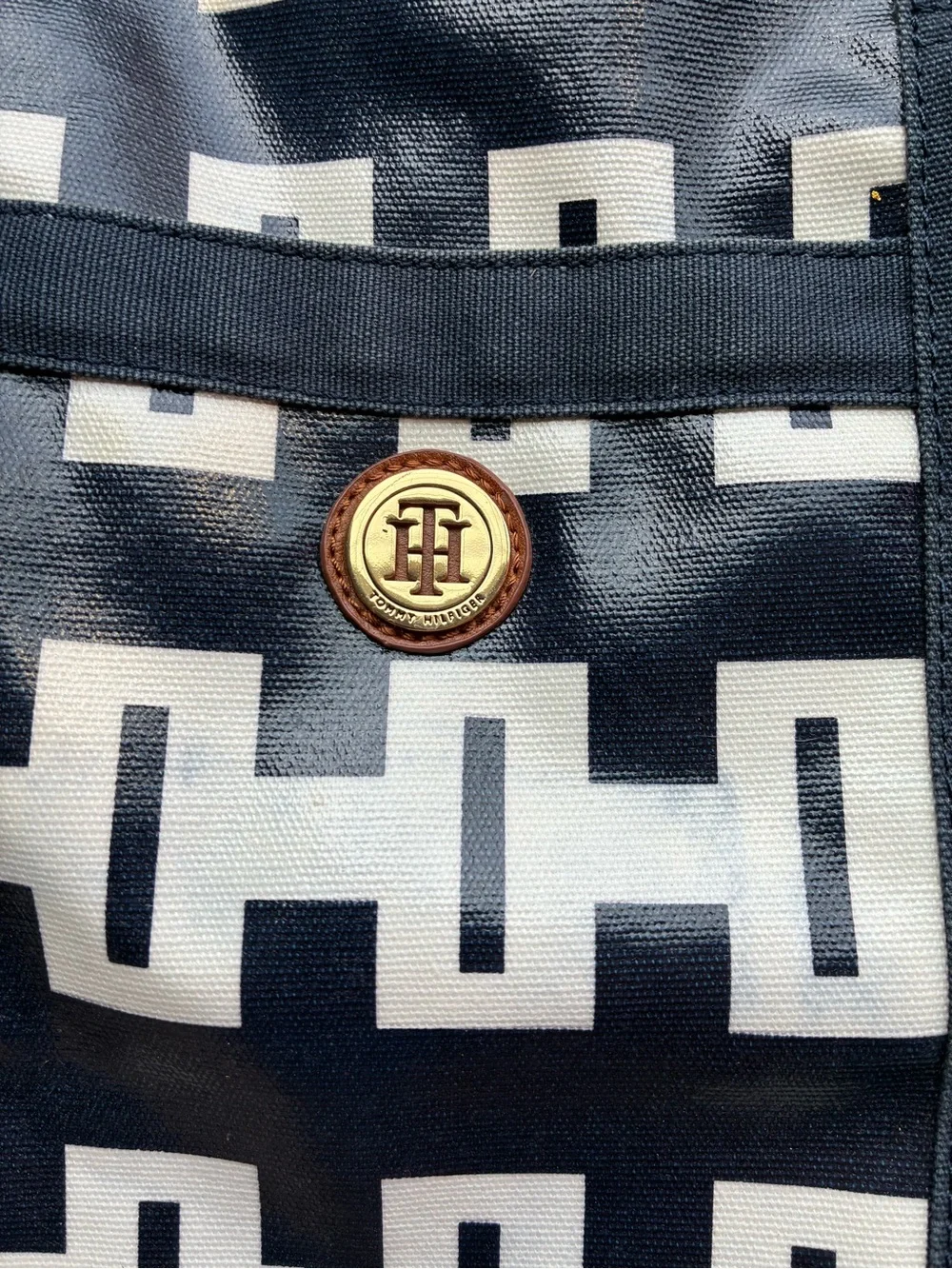 Tommy Hilfiger Navy White Tote Shoulder Bag